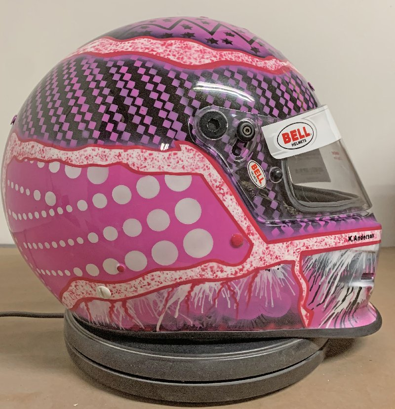pink race helmet
